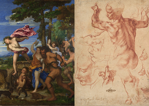 Split image of Titian's painting