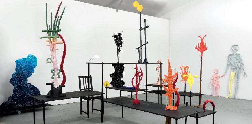 A room full of sculptures by artist Carloine Rothwell.