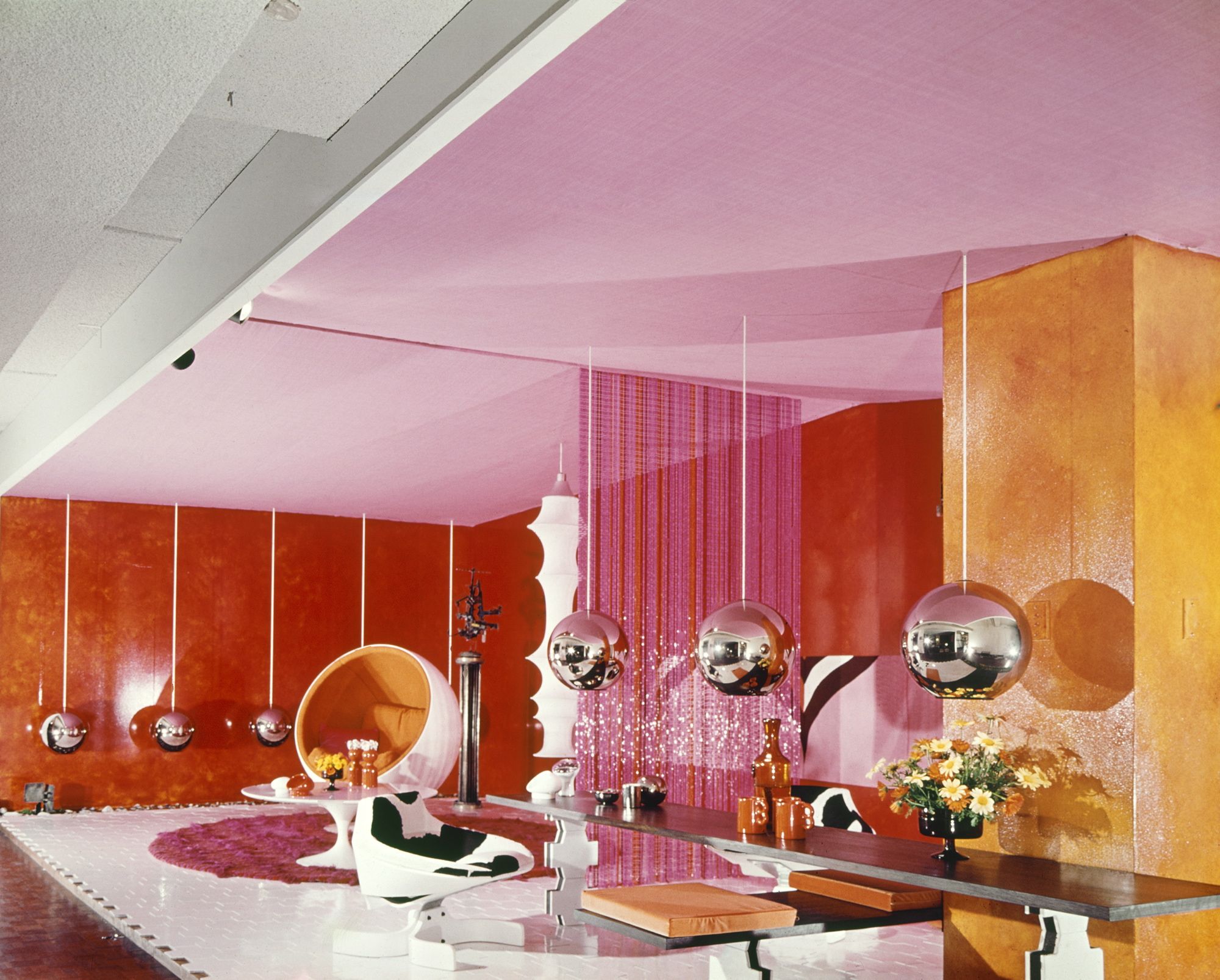 Interior of a room in 1960s style.