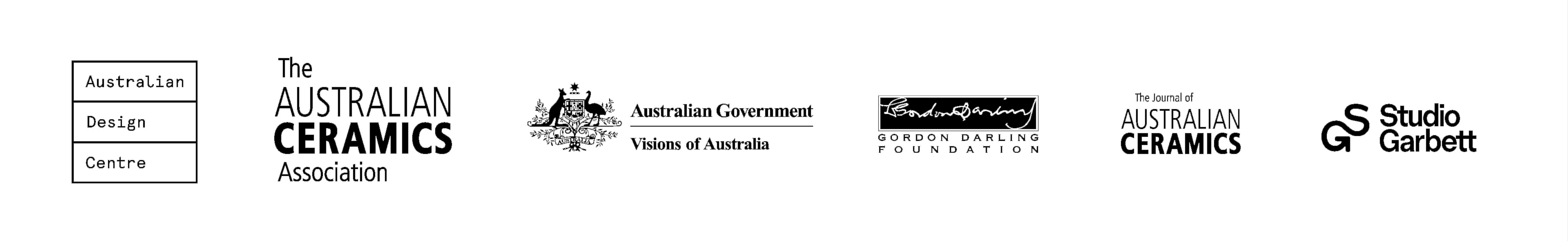 Composite image of logos of ADC, Australian Journal of Ceramics, federal government, and others.