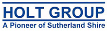 Blue text logo of the Holt Group