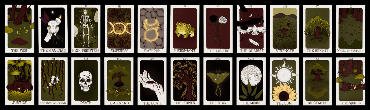 22 tarot cards of the major arcana in a tarot deck.